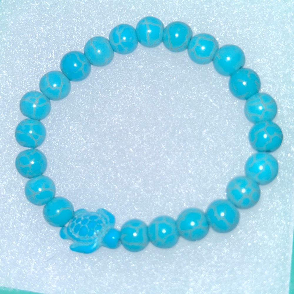 Turquoise Crystal Natural Turtle 🐢 6-8” Bracelet - Picture 4 of 6